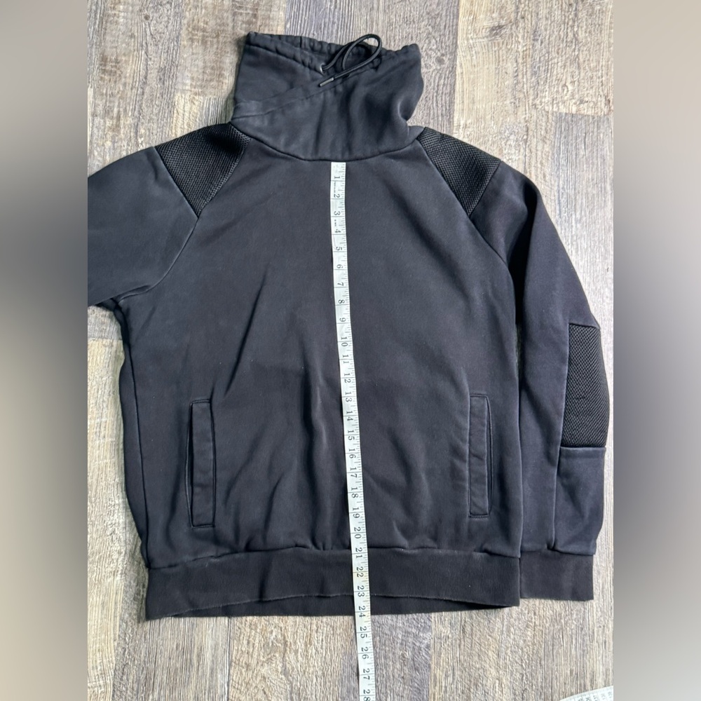 Men’s Unisex Large H&M Charcoal Gray - Black Textured Cowl Neck Sports Hoodie